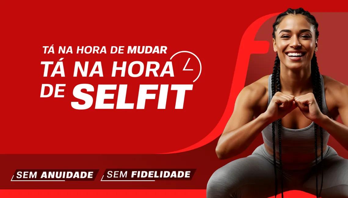 Academia Selfit - Banner promocional da Selfit com musculação, ginástica e planos acessíveis